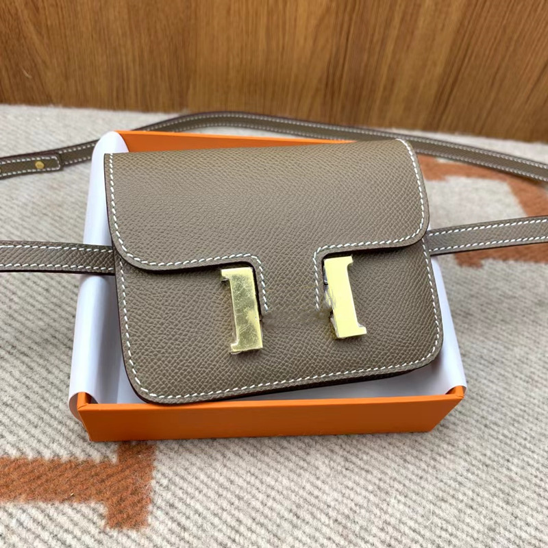 

9A New Top Handmade Beeswax Line Women's Bag Designer Leather Epsom Single Luxury Mini Slim Handbag Classic Fashion Waist Bag Wallet Shoulder Crossbody Gift Box H, Box not sold separately