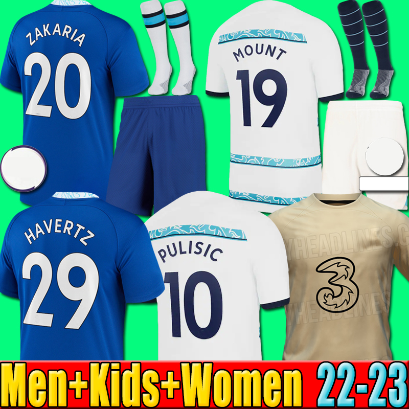 

22 23 HAVERTZ Soccer Jersey LUKAKU PULISIC ZIYECH KANTE CFC WERNER ABRAHAM CHILWELL MOUNT JORGINHO 2022 2023 GIROUD Football Shirts men Home kids with socks kit, P10 22 23 home kids