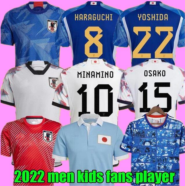 

Japan 2022 Soccer Jersey MINAMINO NAGATOMO HARAGUCHI YOSHIDA TSUBASA 2023 ATOM Japanese 22 23 Football Shirt HONDA OSAKO men set kids kit Player version Fans girls