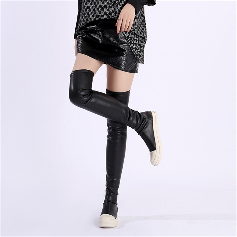 

Boots Rick Women Big Size Owens Casual Snow Flats Over Knee High Luxury Trainers Sheepskin Rric owees 220907, All black