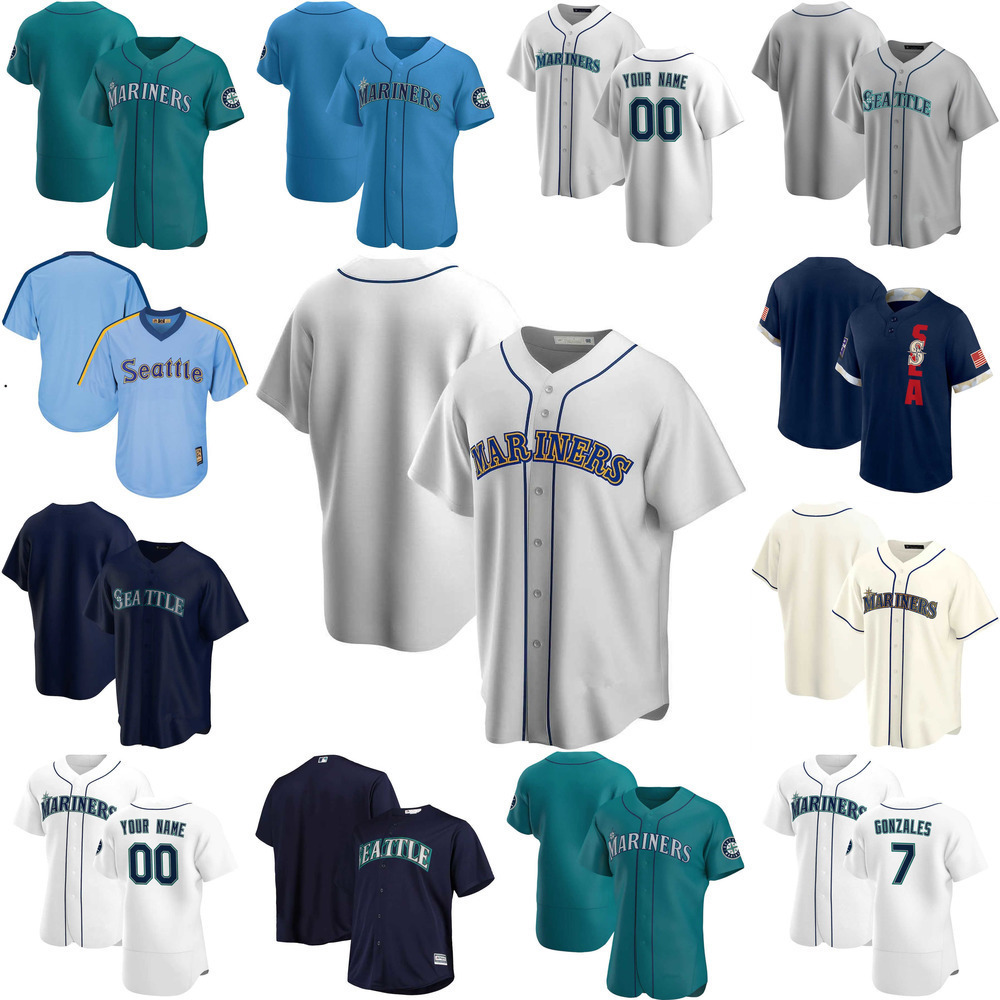 

Custom Jersey Mens women Youth Seattle''Mariners''59 Joey Gerber 58 Ken Giles 7 Marco Gonzales 49 Kendall Graveman Baseball Jerseys, Color
