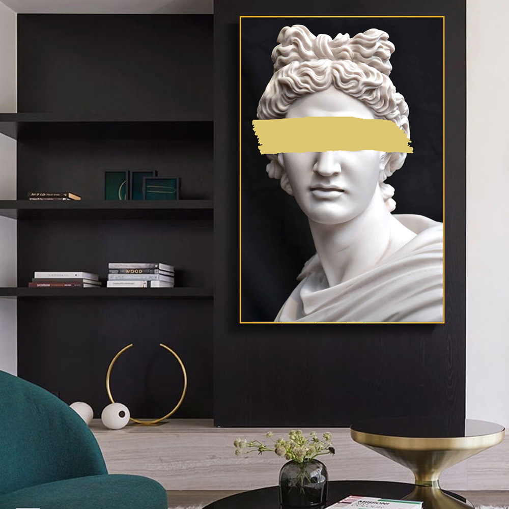 

Cavans Painting Vaporwave Sculpture of Apollo Posters and Prints Wall Graffiti Art Picture for Living Room Modern Home Decor Cuadros