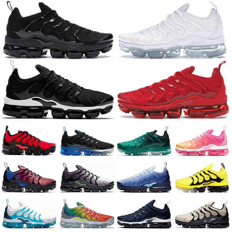 tn plus running shoe mens trainers Triple Black White Atlanta Cool Grey Bumblebee Midnight Navy Bred womens outdoor sport sneakers size man