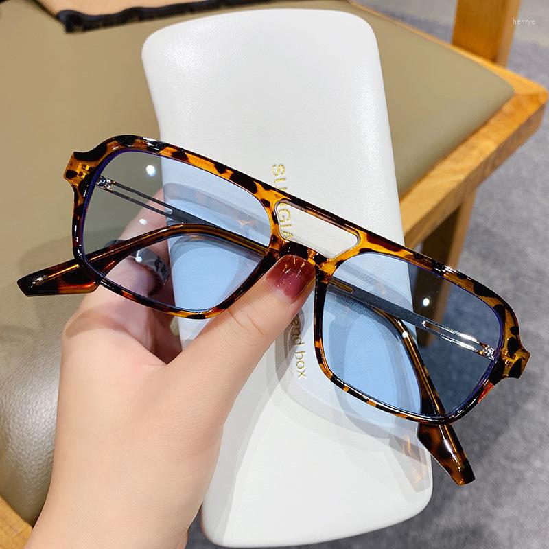 

Sunglasses Retro Double Bridges Women Fashion Pink Gradient Eyewear Trending Hollow Leopard Blue Sun Glasses Men Shades UV400