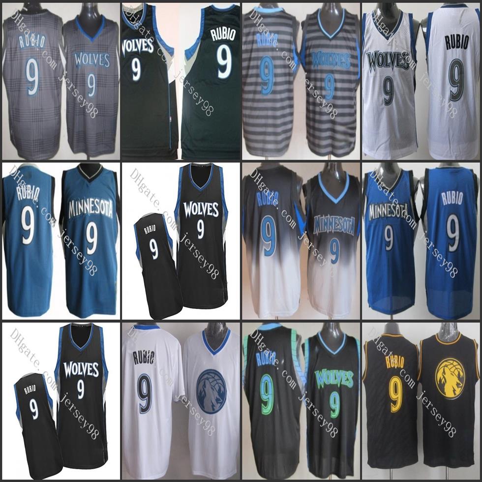 

Minnesota''Timberwolves''men #9''Ricky''Rubio retro Basketball''Jersey262J