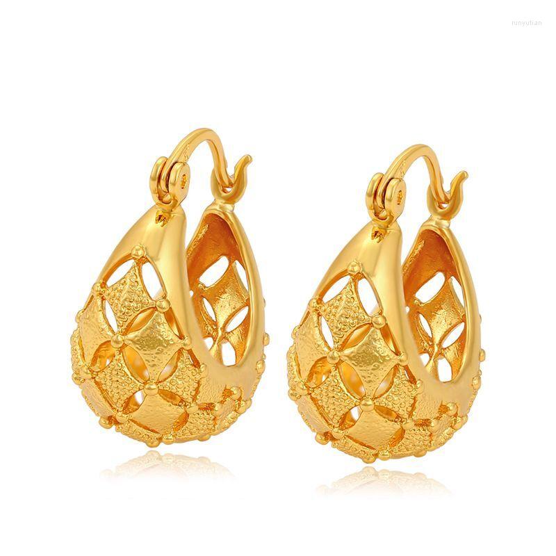 

Hoop Earrings Wholesale Good Quality Hollow Basket For Women Fashion Jewelry Pure Gold Color