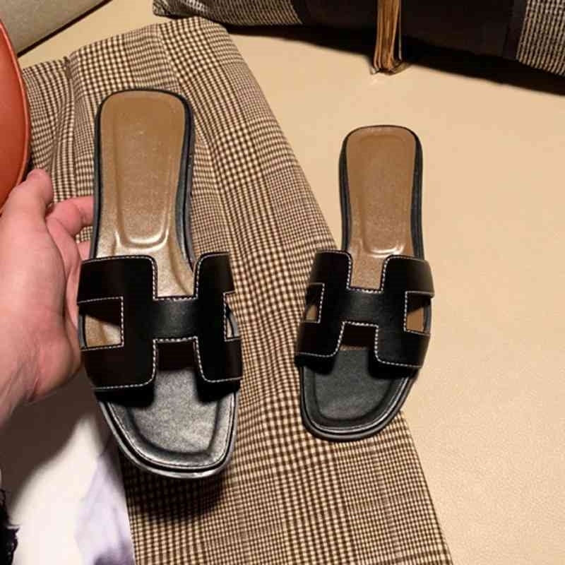 H Slippers designer Summer orans Sandals Fashion Wholesale Sandals Flip-flops Shoes Famous High Quality Natural Leather Ladies