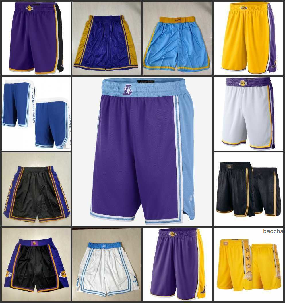 

Men's Los Angeles Lakers'''City''Edition 2022 Purple 75 aniversario negro swing shorts amarillos
