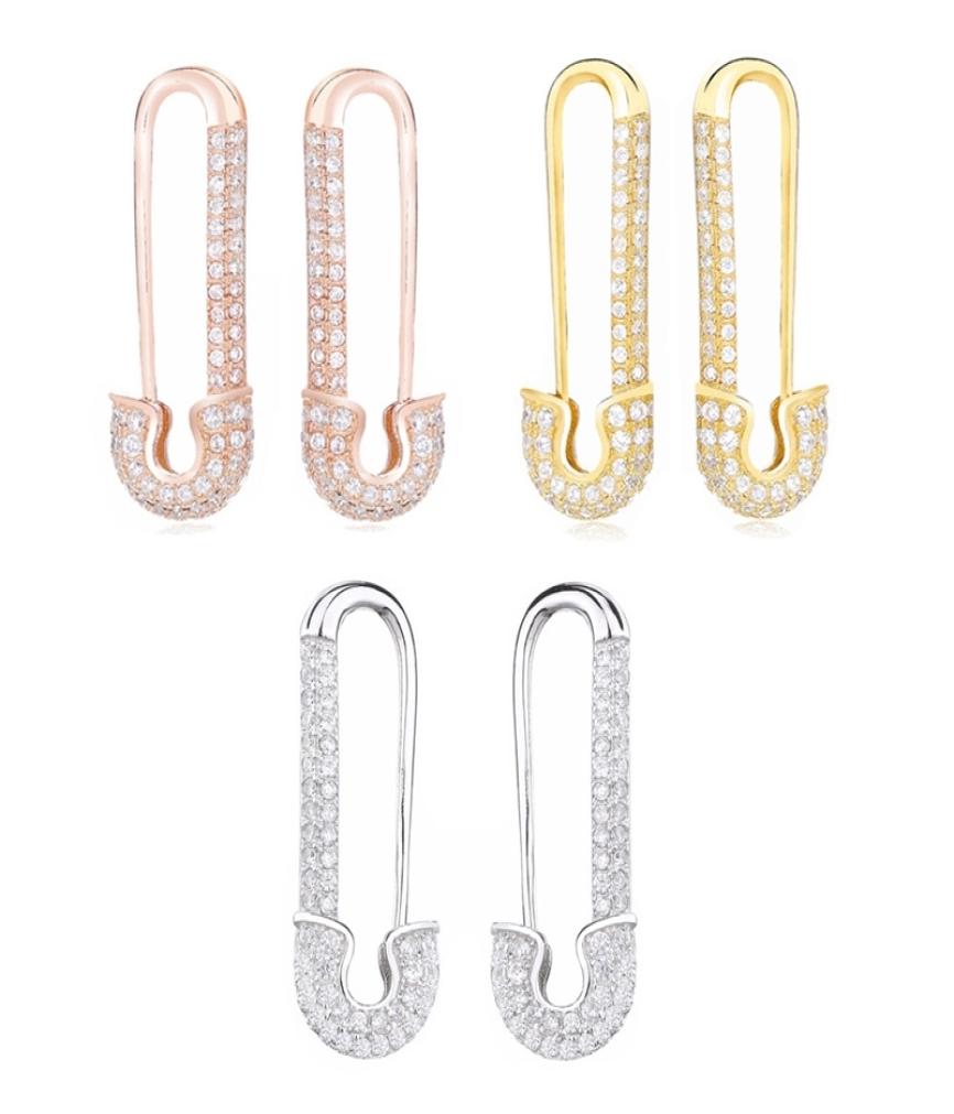 

Moonmory France 100 925 Sterling Silver Safety Pin Earring Three Color Styl