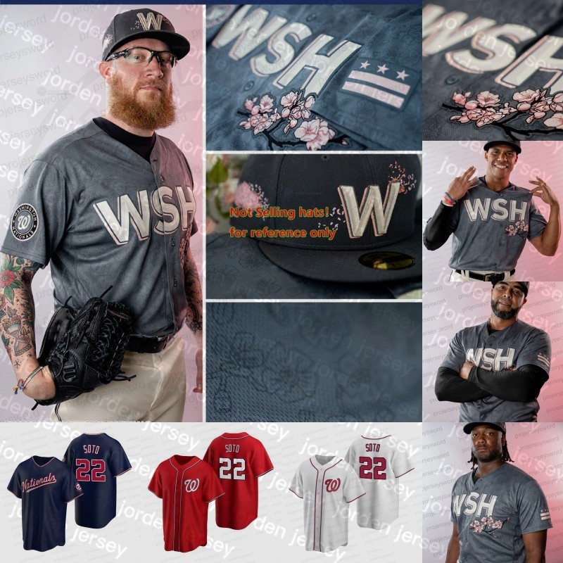 

NEW College Baseball Wears #22 Juan Soto Nationals 2022 City Connect Jerseys Washington Darren Baker Riley Adams Gerardo Parra Alcides Escob, Mens blue
