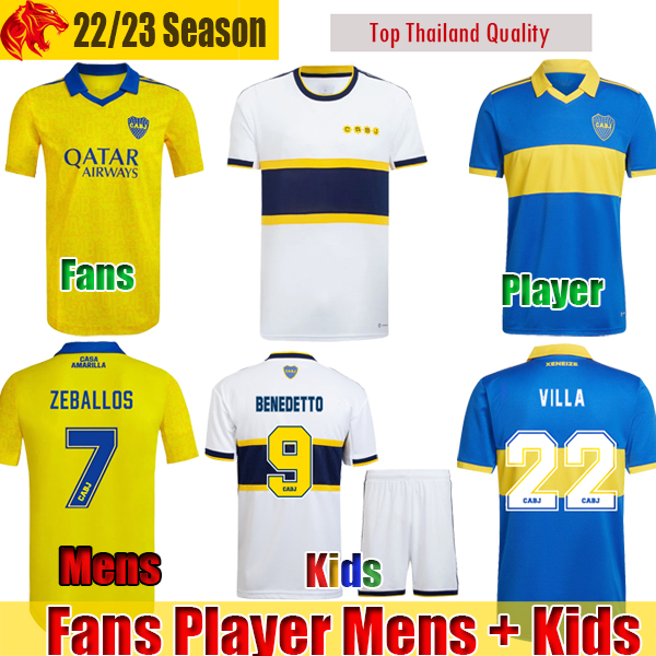 

22 23 Boca Juniors Soccer Jerseys VILLA 2022 2023 Fans Player version MARADONA Camiseta ZEBALLOS BENEDETTO OSCAR LANGONI VAZQUEZ Football Shirt Men kids kit, Kids 2223 away