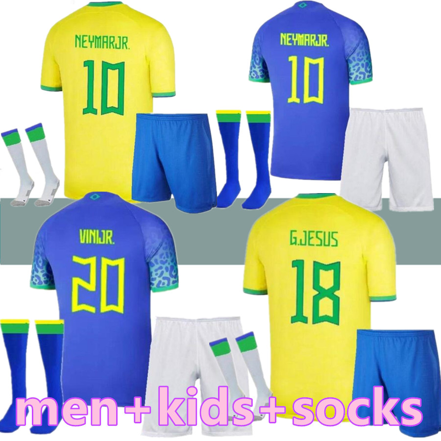 

2022 soccer jersey Camiseta de futbol PAQUETA BRAZILS NERES COUTINHO football shirt JESUS MARCELO PELE CASEMIRO brasil 22 23 maillots football men kids SETS socks, 2022 away