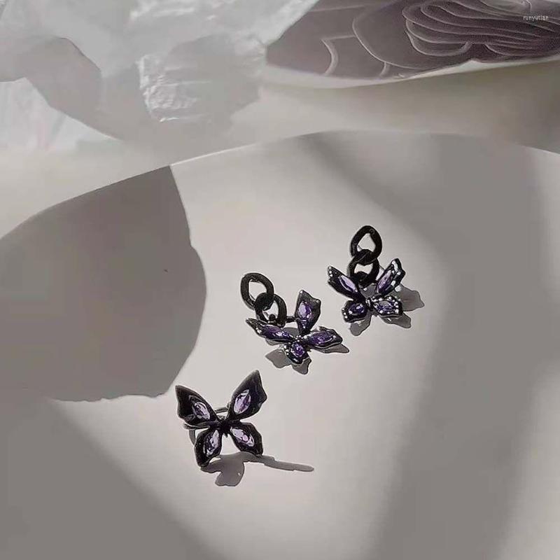 

Hoop Earrings Fashion Jewelry Stud Vintage Crystal Butterfly Black Ear Bone Clip Women Girls Party Daily Accessories