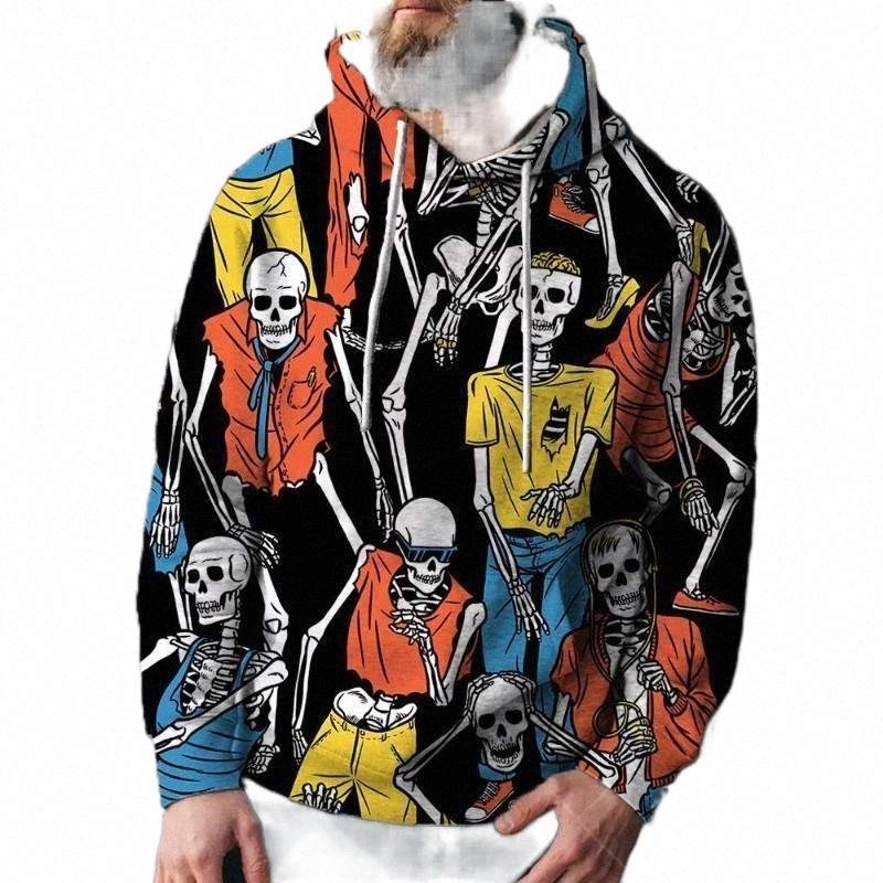 Men's Hoodies & Sweatshirts men's Hoodies & Sweatshirts European And American Coat Hip-Hop Parody Skull 3D Digital Printing Casual Loos-image-800486574