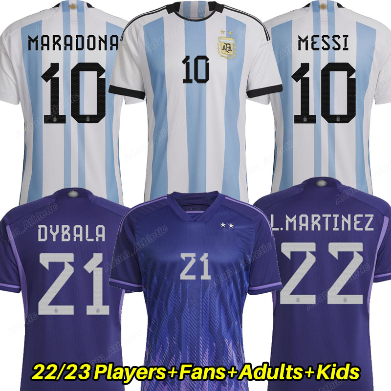 

Camiseta Argentina soccer jerseys 2022 MARADONA L.MARTINEZ DYBALA argentine jersey kids kit player version J.ALVAREZ DE PAUL LO CELSO DI MARIA Argentine shirts 22 23, 22-23 away women