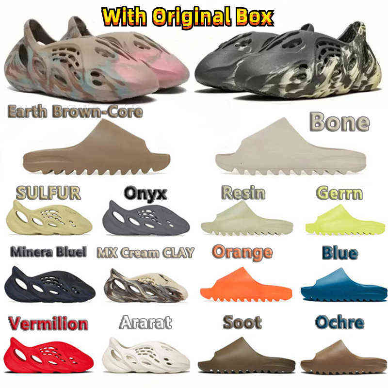 

Sandal Slide Sandals Mens Designer Woman Slipper Slides Sliders Onyx Black White Resin Pure Ochre Bone Slippers Foam Runner Clog Soot with, Foam runr(red)