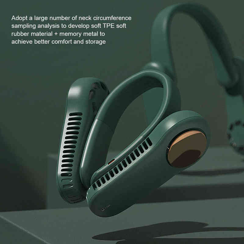 Electric Fans Portable Hanging Neck Fan 2400mAh TypeC Rechargeable Bladeless Mute Sports Fans Summer Outdoor Air Cooling Wearable Neckband Fan T2-image-803193482