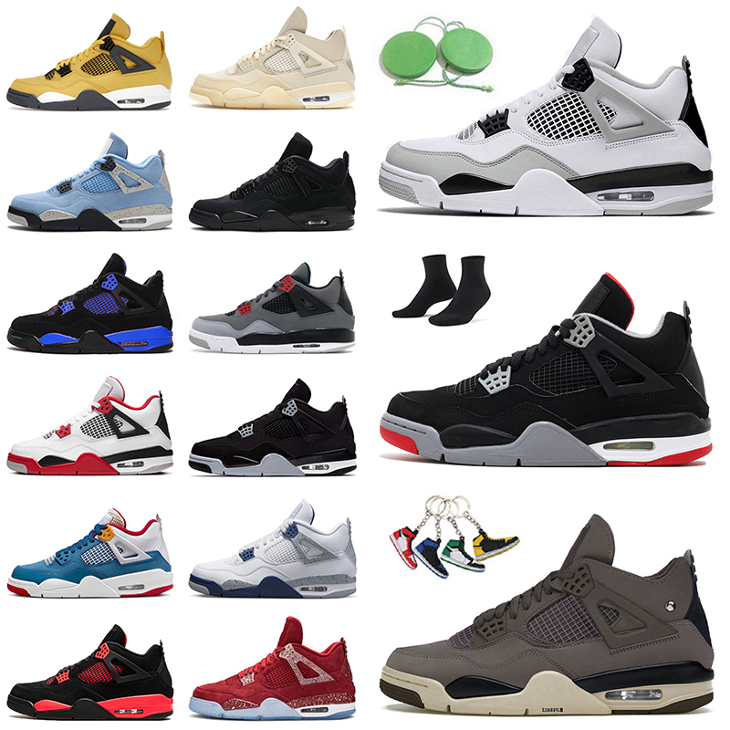 

Big Size US 13 Jumpman Basketballs Shoes 4 Men Trainers Military Black Cat Red Thunder Motorsport White Oreo Violet Ore 4s Sneakers Sports, 36-47 6 new bred