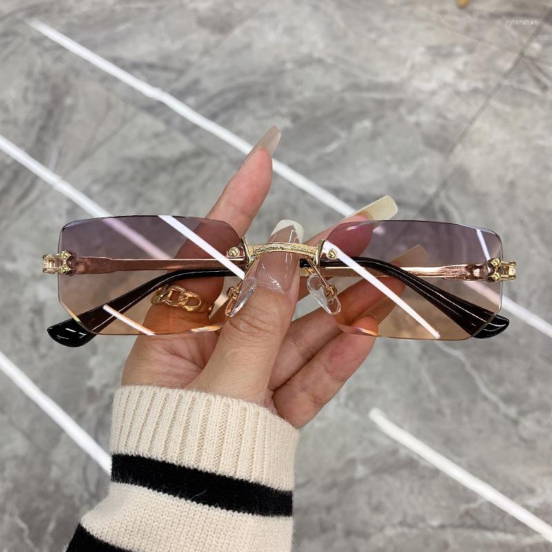 

Sunglasses KAMMPT Small Rimless Man Woman Fashion Gradient Male Female Sun Glasses Eyewear Retro Designer Shades