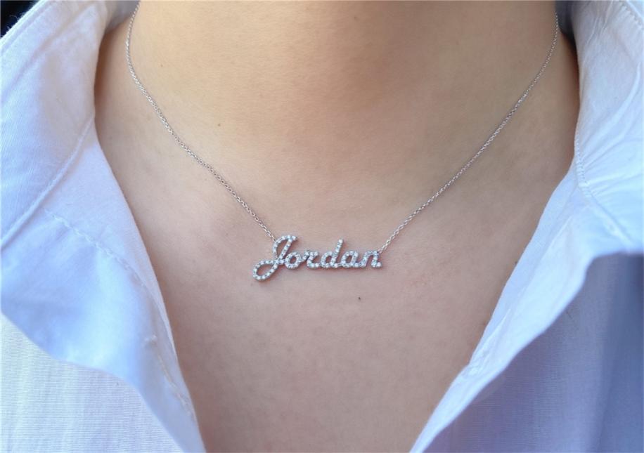 

Custom Diamond Name Necklace Personalized Stainless Steel Jewelry Couple Ch