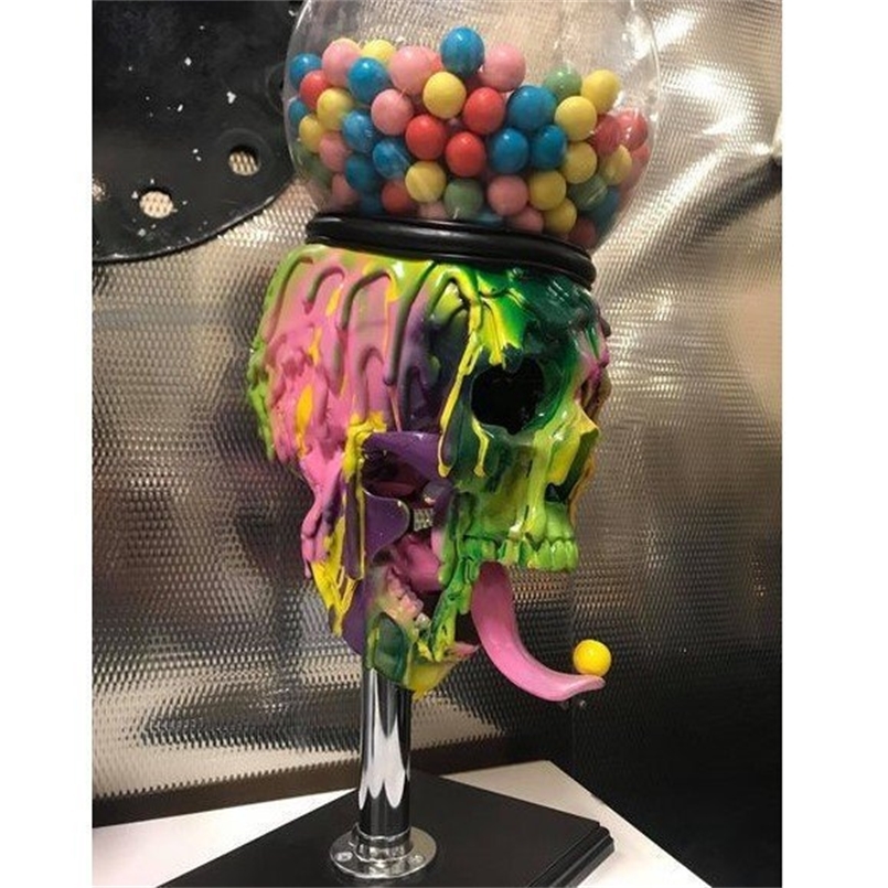 

Halloween Toys Bubble Gum Machine Color Skull Candy Storage Tank Resin Skeletons Dispenser Creative Jar 220908