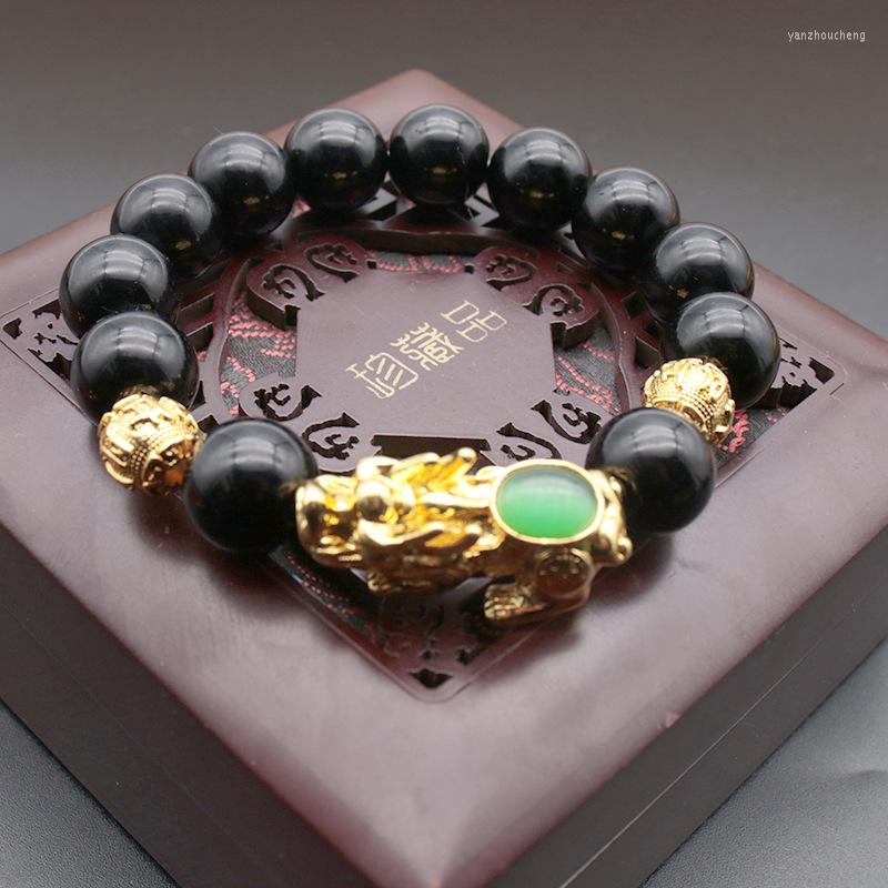 

Link Bracelets Classic Gold Color PIXIU Couple Bracelet For Womam Men Ethnic Style Feng Shui Stone Bring Lucky Wealth Jewelry Gift