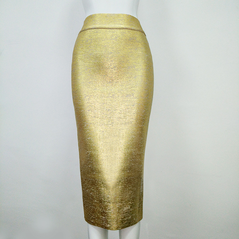 Long skirt women lady gold sliver fashion outfits formal OL factory wholesale YS2113-image-800718218