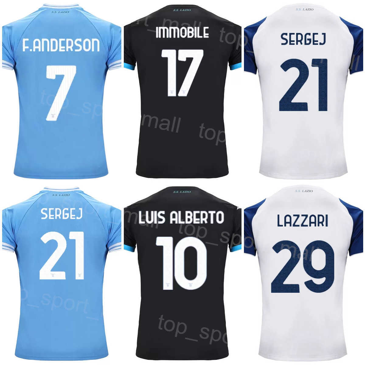 22-23 Club Lazio Soccer 21 Sergej Milinkovic-Savic Jerseys 17 Ciro Immobile 7 Felipe Anderson 11 Matteo Cancellieri 88 Toma Basic 77 Adam Marusic-image-800801732
