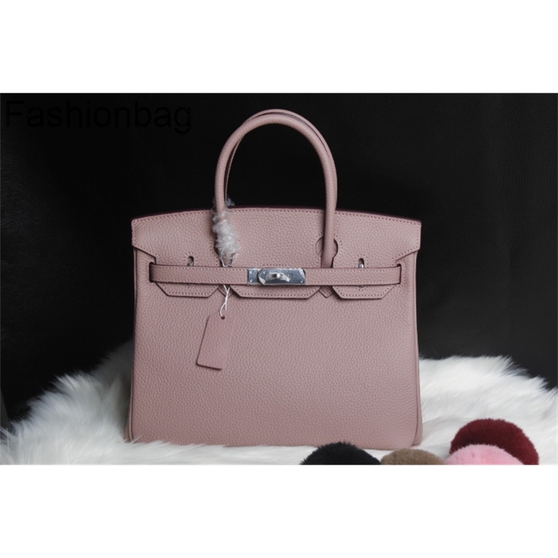 

Bag Hermee Bags Leather Birkins Designer Handbags Women's Litchi Pattern Head Cowhide Silver Buckle One Shoulder Handbag 25 44pq, Red