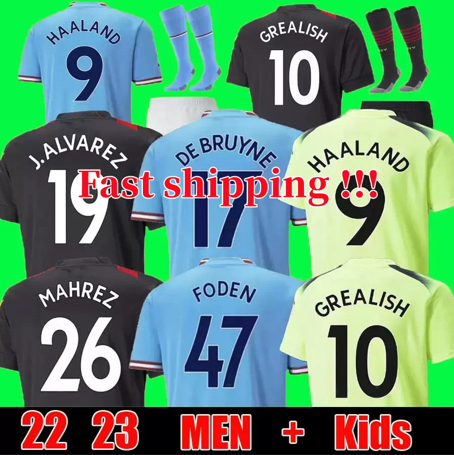 

Manchester 22 23 FANS TOPS HAALAND ALVAREZ soccer jerseys 2022 2023 GREALISH FODEN man city football shirt DE BRUYNE third BERNARDO MAHREZ long short sleeve men kids, Postage