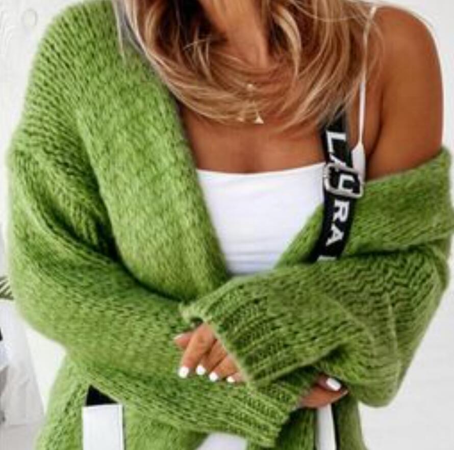 

Women's Sweater Designer Autumn Winter Knitted Leopard Sweaters Women Korean V Neck Thick Print Cardigan Coat, 04