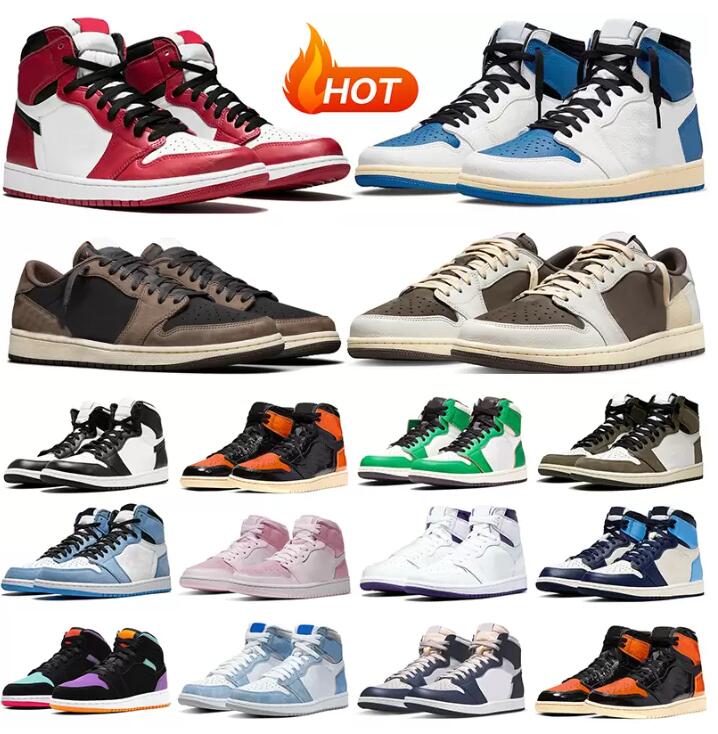 46Color Jordan 1 seulement Sandales Chaussures de basket Baskets Baskets de sport Reverse Moka Bred Panda Chicago Shattered Og Jumpman Retro 1 1S