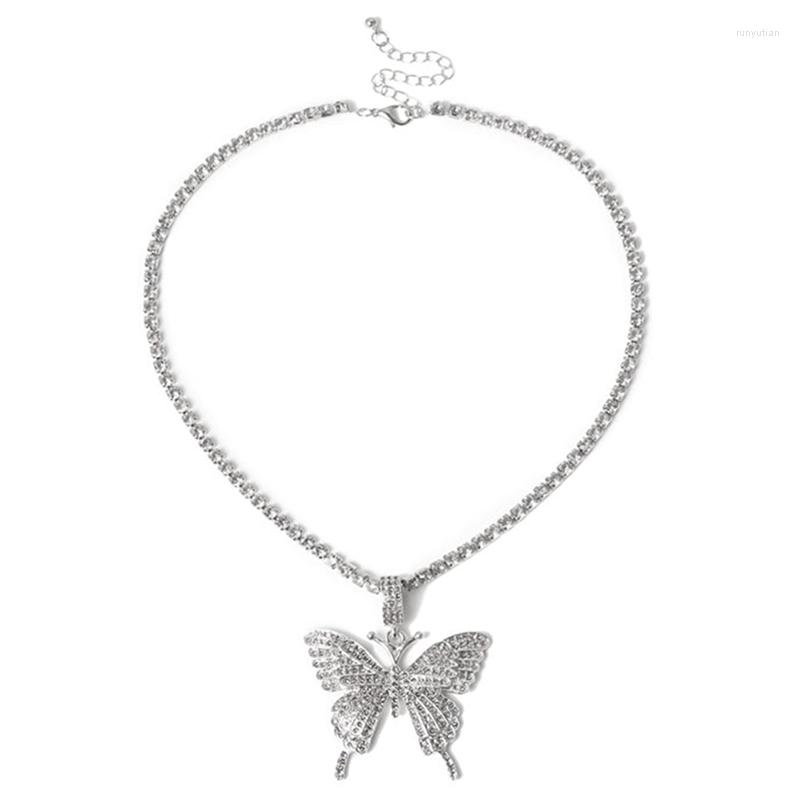 

Choker Statment Big Butterfly Pendant Necklace Rhinestone Chain For Women Bling Tennis Crystal Jewelry 2022