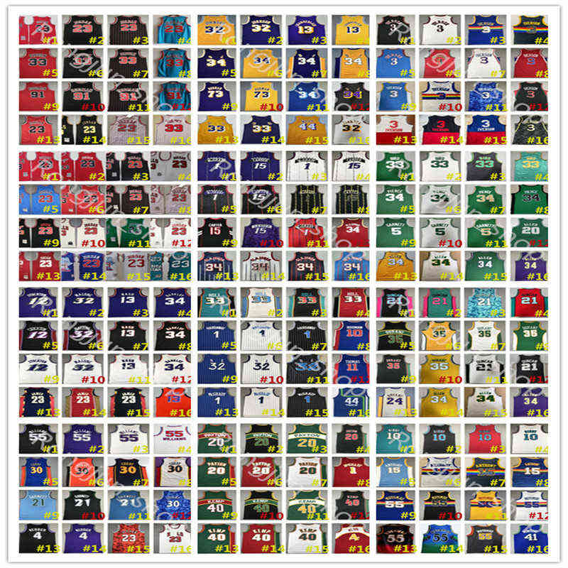 

Vintage Vince 1 McGrady Scottie Allen Pippen Iverson Stitched Basketball Jerseys Carter Steve Isaiah Nash Thomas Hardaway John Malone Garnett Stockton Retro Shirt, Select number of picture