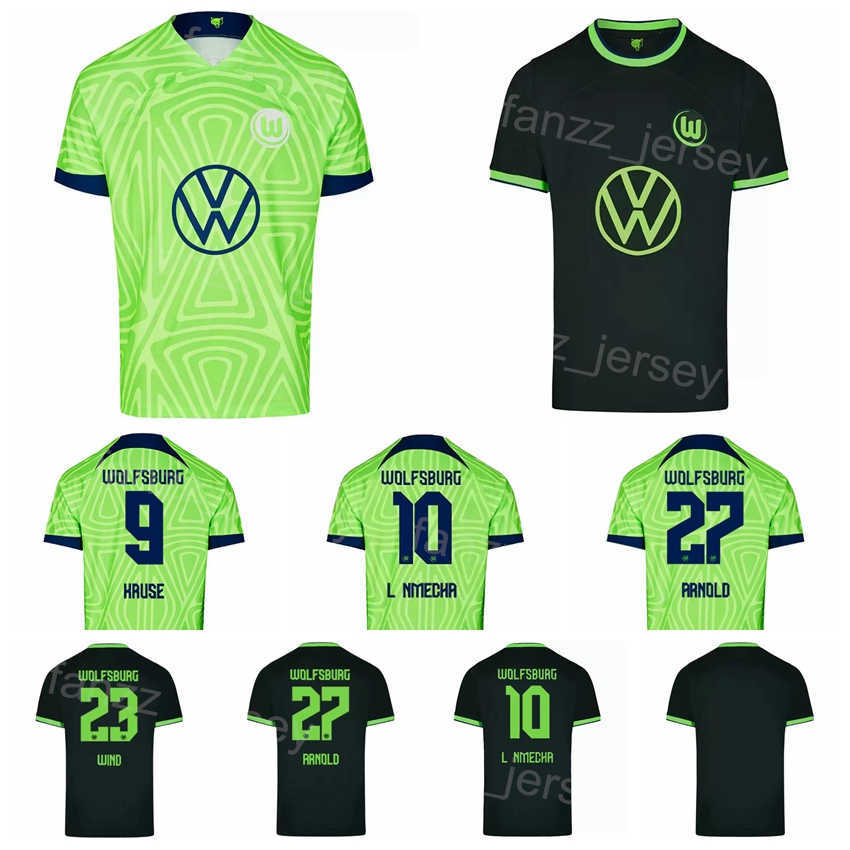 2022-23 VfL Wolfsburg Soccer 10 Lukas Nmecha Jerseys Club 39 Patrick Wimmer 27 Maximilian Arnold 9 Max Kruse 4 Maxence Lacroix 29 Josuha Guilavog-image-800870620