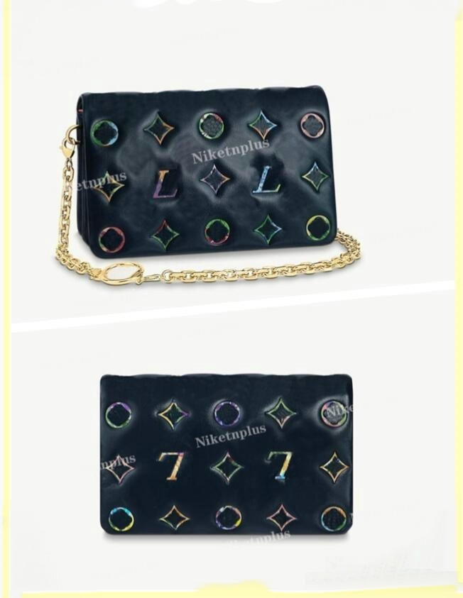 

M81693 Pochette Coussin Designer Chain Bag Colorful Flower Monograms Lambskin Clutch Women Luxurys Shoulder Crossbody, 01