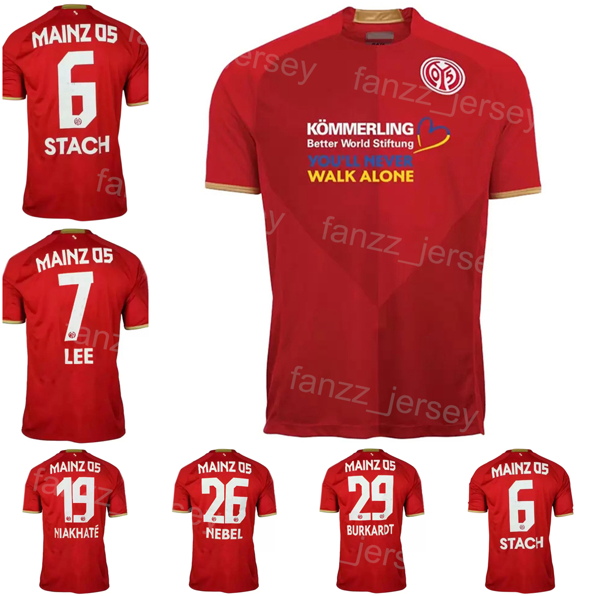 

2022-23 Club Soccer Mainz 3 Aaron Martin Jerseys FC 6 Anton Stach 36 Marlon Mustapha 29 Jonathan Burkhardt 37 Delano Burgzorg 9 Karim Onisiwo Football Shirt Kits, With patch