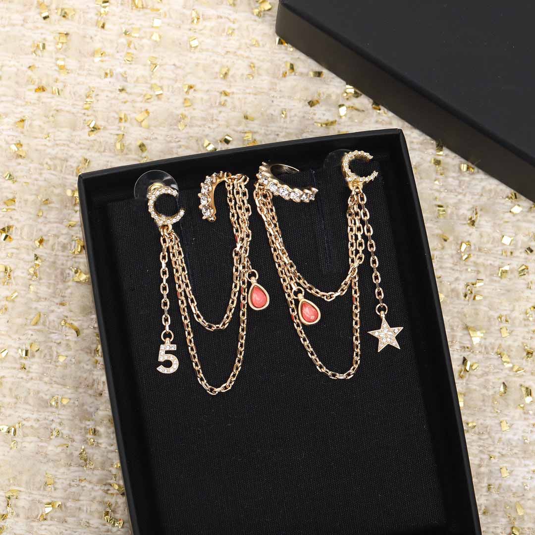 

2022 fashion style Charm drop earring tassel have pink color design in 18k gold plated have box stamp PS7933