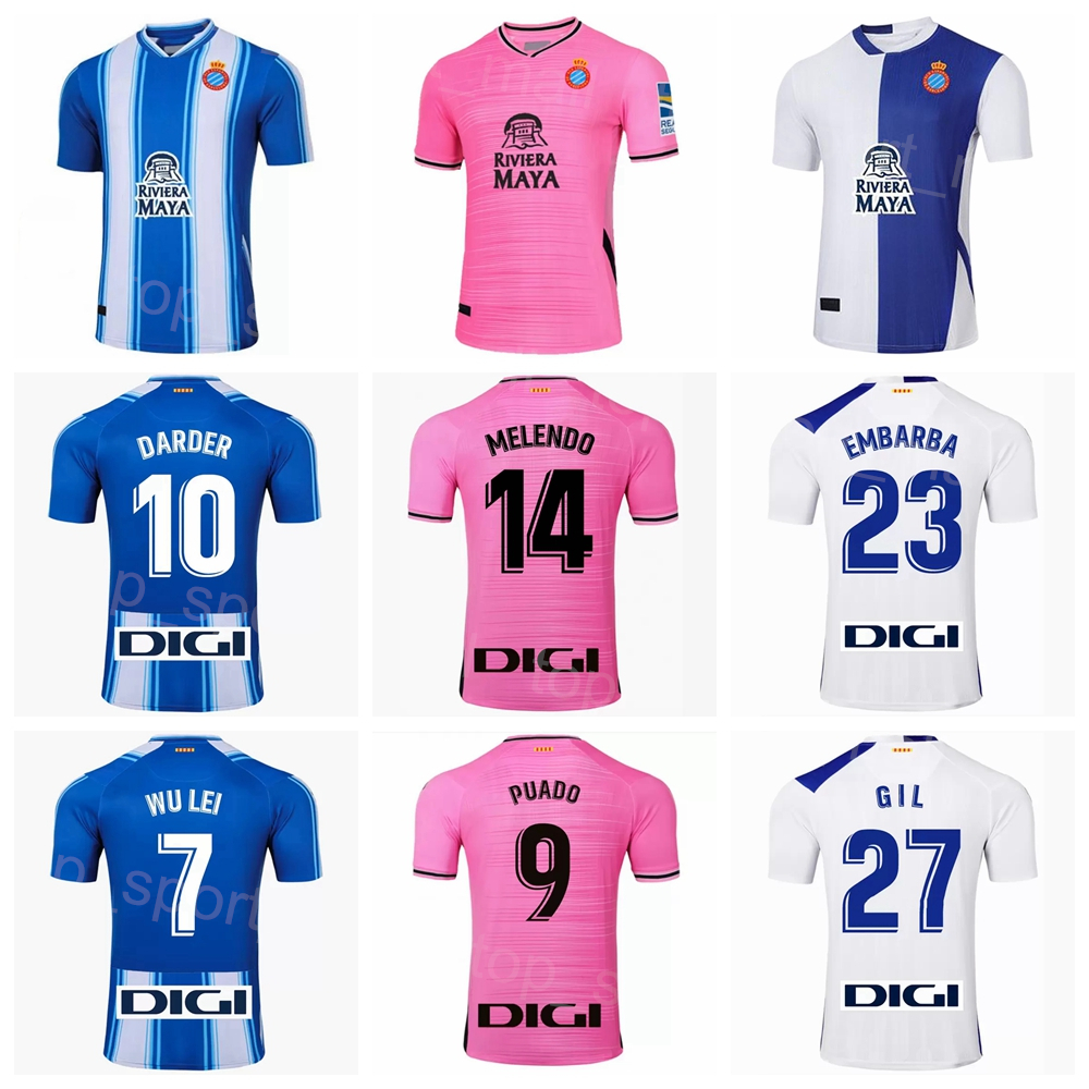 

RCD Espanyol Soccer 11 Raul de Tomas Jerseys 2022 2023 Club FC 10 Sergi Darder 24 Sergi Gomez 30 Luca Koleosho 20 Edu Exposito 14 Brian Olivan Football Shirt Kits, White