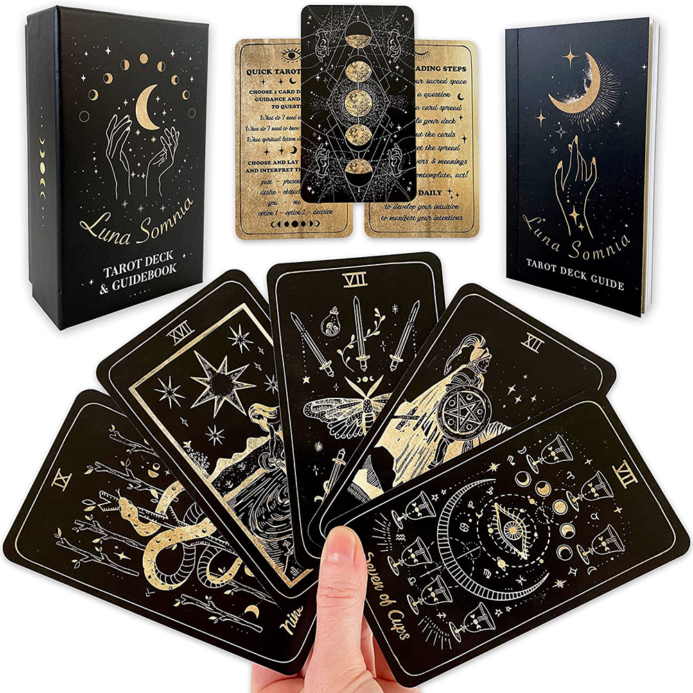 

Luna Somnia Tarot Shores Of Moon Deck with Guidebook Box card game 78 Cards Complete Full Deck Starry Dreams Celestial Astrology Witchy origin size