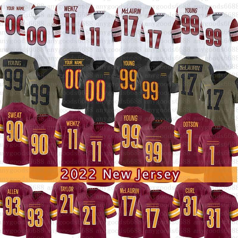 

99 Chase Young 11 Carson Wentz Commanders Football Jersey Washingtons Jahan Dotson Terry McLaurin Sean Taylor Antonio Gibson Taylor Heinicke, Mens-hongpi