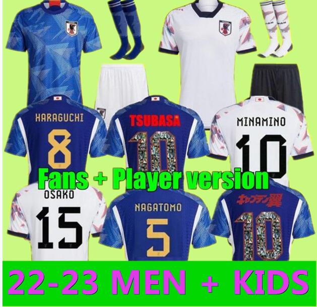 

22 23 Japan Soccer Jersey MINAMINO NAGATOMO HARAGUCHI YOSHIDA TSUBASA 2022 ATOM Japanese 2023 Football Shirt HONDA OSAKO men set kids kit Player Fans women girls top