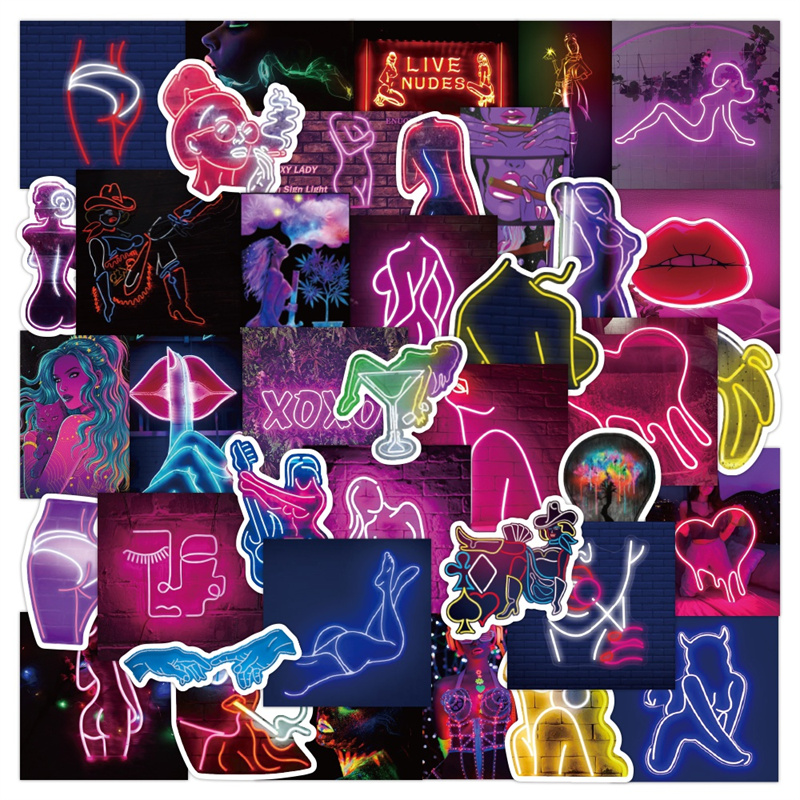 

52PCS Reflective Stickers for Water Bottle Laptop Skateboard Motorcycle Waterproof Decals, Multi colors