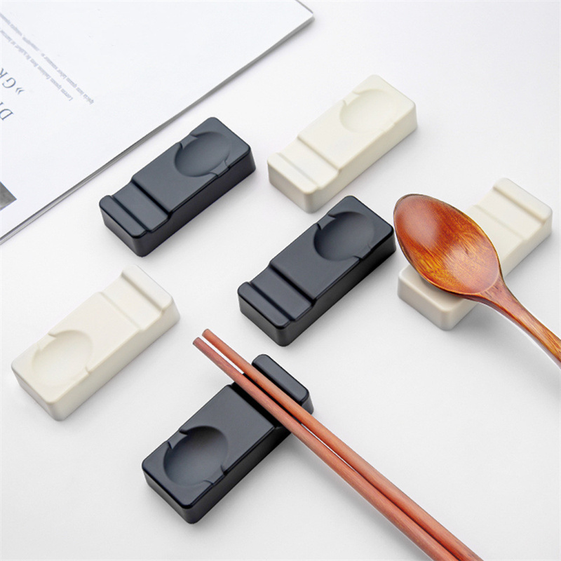Kitchen White Black Chopstick Silverware Holder Rest Spoon Cutlery-image-800755262