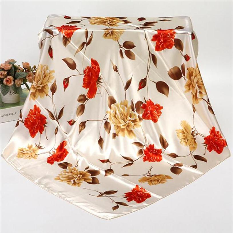 

Fashion Silk Satin Women Hair Scarf Floral Print Handkerchief Shawls And Wraps Hijab Scarfs Female Neck Scarves For Lady 90 90cm2844