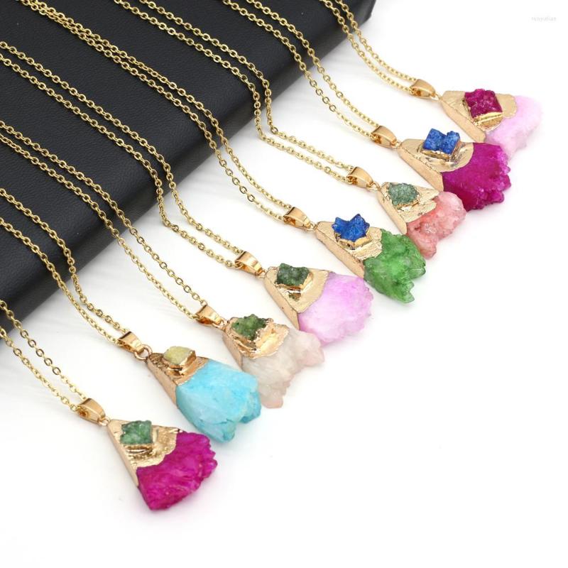 

Pendant Necklaces Wholesale5PCS Natural Agate Stone Bud Irregular Necklace DIY Fashion Charm Jewelry Gift Party 45CM