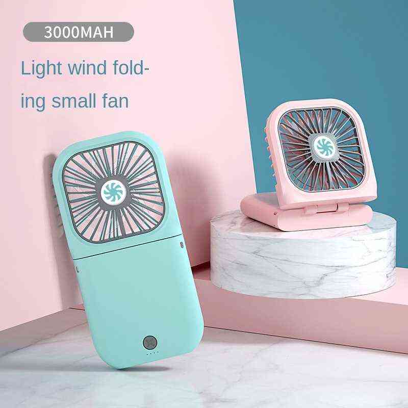 Electric Fans Folding Mute Mini Fan Portable 3000mAh Can Be Used As A Power Bank Small Fan Desktop Student Dormitory Rechargeable Mini Fan T22090-image-802577436