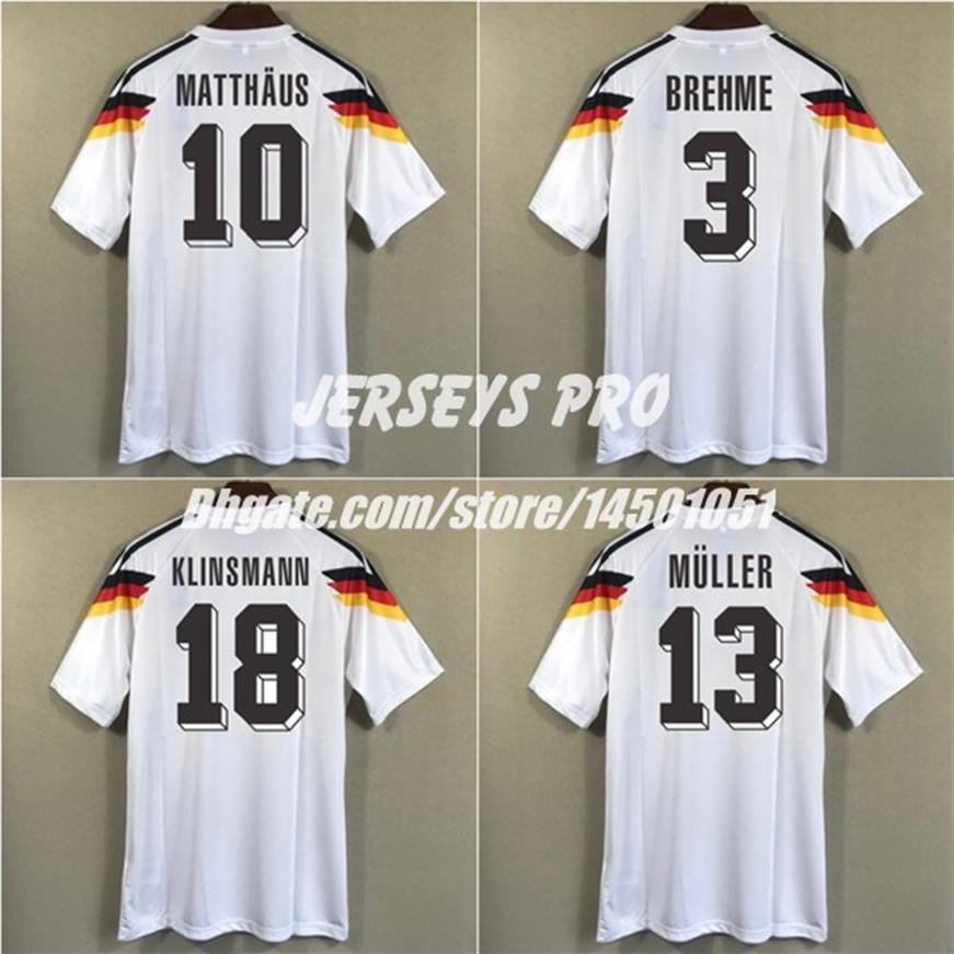 

Germany Fans Retro Soccer Football Shirts Tee Tops 1990 Classical Gerd Muller Klinsmann Lothar Matthaus Brehme Beckenbauer Maillot2726, No name no number