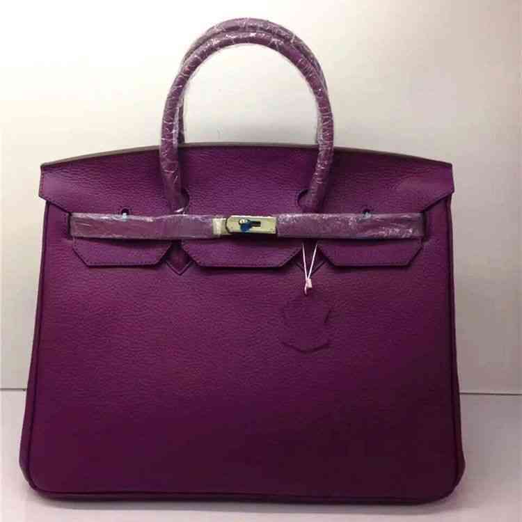 

Designer Herme birkins and Platinum Bag Top Layer Cowhide Litchi Pattern 40cm Oversized Handbag Leather Women's Bag, Red