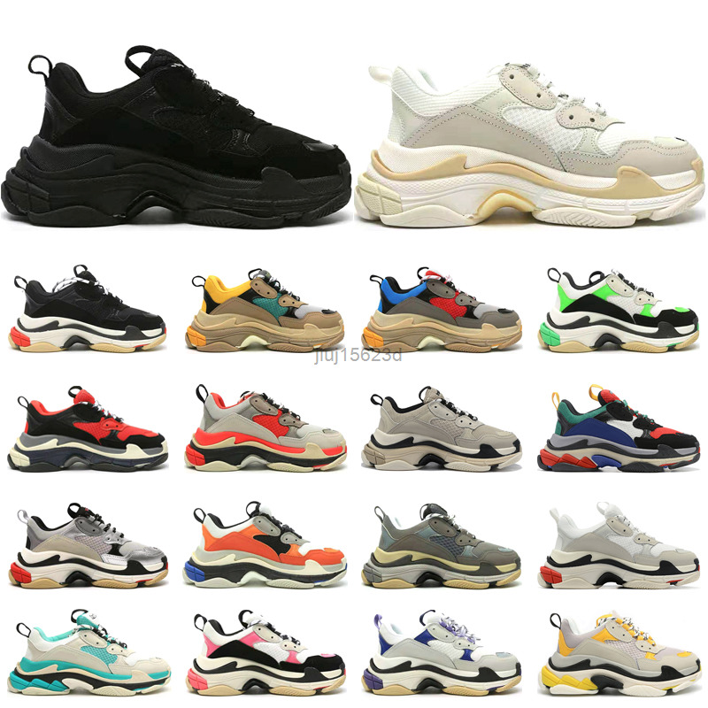 

triple s men women designer shoes platform sneakers Black White Beige Dark Red Grey Green mens trainers Jogging Walking, #6